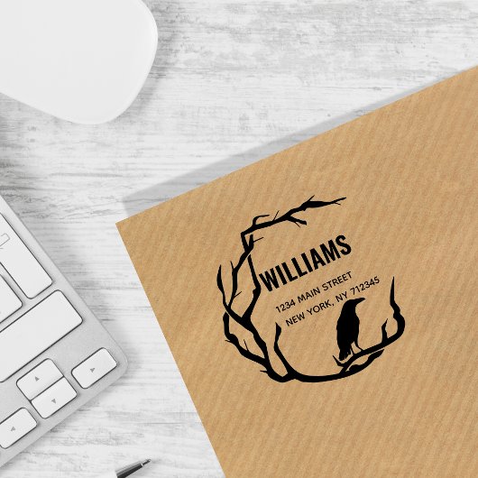 ハロウィーンカラスリース差出人住所ファミリー名 セルフインキングスタンプ