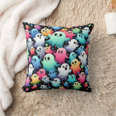 ハロウィーンカラフル幽霊パターン クッション (ブランケット)