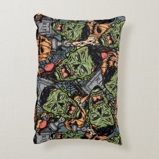 ハロウィーンカラフル要素のシームレスなパターン アクセントクッション (裏面(縦))