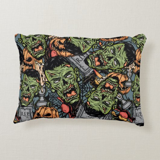 ハロウィーンカラフル要素のシームレスなパターン アクセントクッション (裏面)