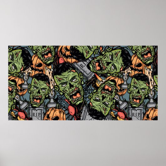 ハロウィーンカラフル要素のシームレスなパターン ポスター (正面)