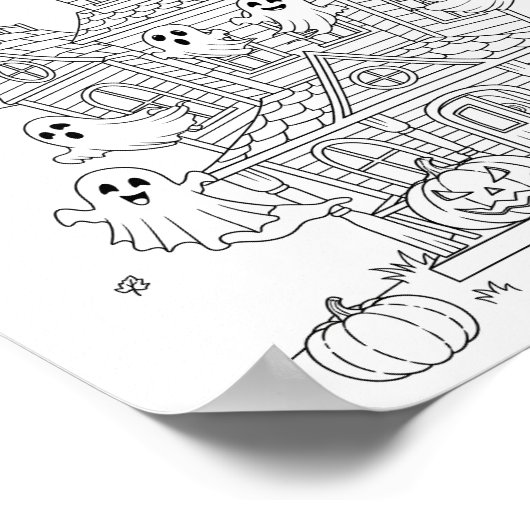 ハロウィーンカラーリングページ – アマンシ幽霊のよく出るョン ポスター (角)