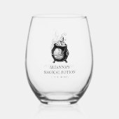 ハロウィーンカルドロおもしろいン魔法の薬 ステムなしワイングラス (正面)