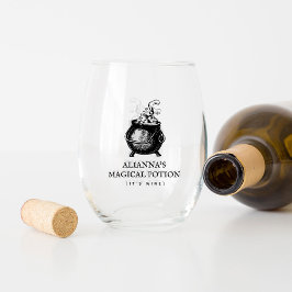 ハロウィーンカルドロおもしろいン魔法の薬 ステムなしワイングラス