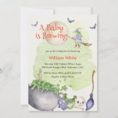 ハロウィーンカルドロンベビーが醸造シャワー 招待状 (正面)