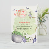 ハロウィーンカルドロンベビーが醸造シャワー 招待状 (スタンド正面)