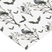 ハロウィーンカローズこうもり白黒の水色 ショートテーブルランナー (コーナー)