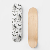 ハロウィーンカローズこうもり白黒の水色 スケートボード (正面)