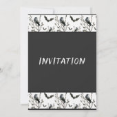 ハロウィーンカローズこうもり白黒の水色 招待状 (裏面)