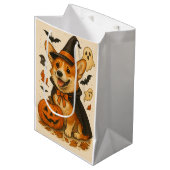 ハロウィーンカワイブルフェスティバルコーギ愛犬家 ミディアムペーパーバッグ (正面アングル)