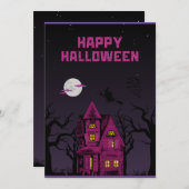 ハロウィーンカードかわいいスパイダートリックまたはトリートメント シーズンカード (正面/裏面)