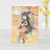 ハロウィーンカードウィッチブラックキャット カード (黄色い花)