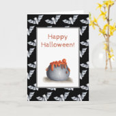 ハロウィーンカード(コールドロンとこうもりの背景) カード (黄色い花)