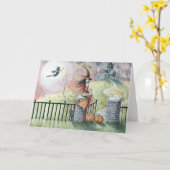 ハロウィーンカード「トリックまたはトリート」魔女 カード (黄色い花)