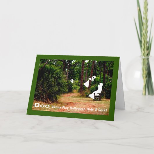 ハロウィーンカード、隠す、幽霊たち付きシーク カード (正面)