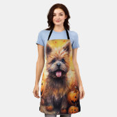 ハロウィーンカーンテリアとカボチャ怖い エプロン (着用した状態)