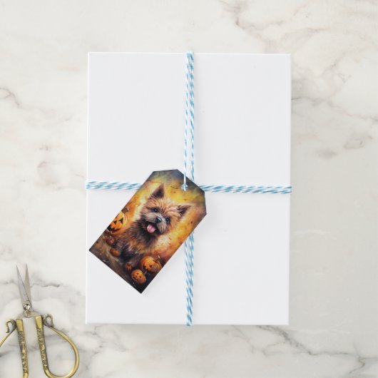 ハロウィーンカーンテリアとカボチャ怖い ギフトタグ (より糸付き)