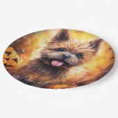 ハロウィーンカーンテリアとカボチャ怖い ペーパープレート (アングル)