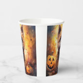 ハロウィーンカーンテリアとカボチャ怖い 紙コップ (左)