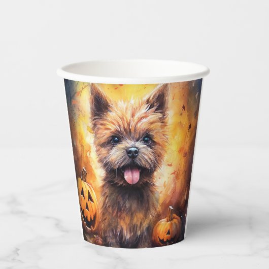 ハロウィーンカーンテリアとカボチャ怖い 紙コップ (正面)