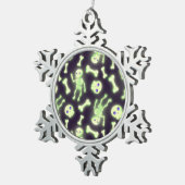 ハロウィーンカ不気味ウトスケルトンボーンズスカル スノーフレークピューターオーナメント (右)