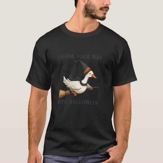 ハロウィーンガチョウ愛好家Tにグースウィッチ Tシャツ (正面)