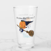 ハロウィーンガラスウィッチカボチャ飛んでいるブロムおもしろい タンブラーグラス (裏面)