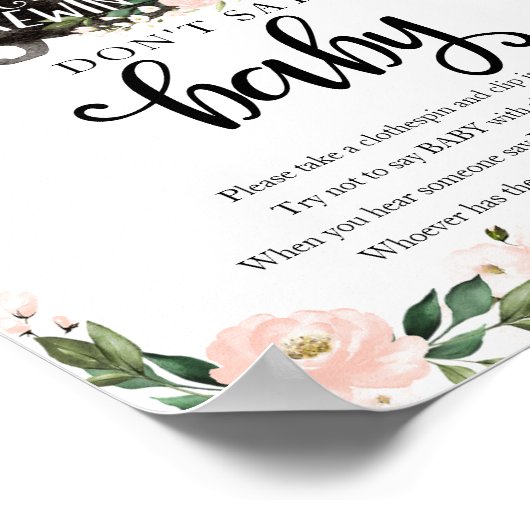 ハロウィーンガールの赤ちゃんシャワー言わないベビー標識 ポスター (角)