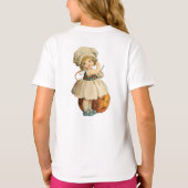 ハロウィーンガールカービングアップル Tシャツ (裏面)