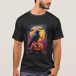 ハロウィーンガールズデザインボーイズクロウカボンプキンキッズホール Tシャツ
