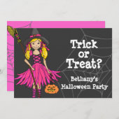 ハロウィーンガールズパーティの招待状 招待状 (正面/裏面)