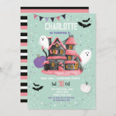 ハロウィーンガールズ誕生日ハウスパーティー幽霊 招待状 (正面/裏面)