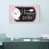 ハロウィーンガールハッピーバースデーピンクブラック 横断幕 (トレードショー)