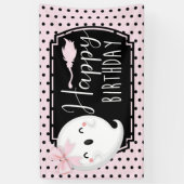 ハロウィーンガールハッピーバースデーピンクブラック 横断幕 (縦)