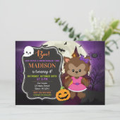 ハロウィーンガールワーウルフ誕生日招待状 招待状 (スタンド正面)
