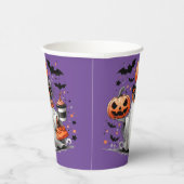 ハロウィーンガール幽霊オンパープルバックグラウンド 紙コップ (右)
