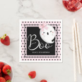 ハロウィーンガール誕生日パーソナライズされたピンクブラック スタンダードカクテルナプキン (インサイチュ)