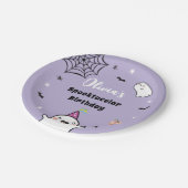 ハロウィーンガール誕生日パープルキュート幽霊 ペーパープレート (アングル)