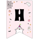 ハロウィーンガール誕生日ピンクカワイイ幽霊 バンティングフラッグ (第2の旗)