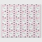 ハロウィーンガール誕生日ピンクブラック水玉模様幽霊 ラッピングペーパー (フラット)