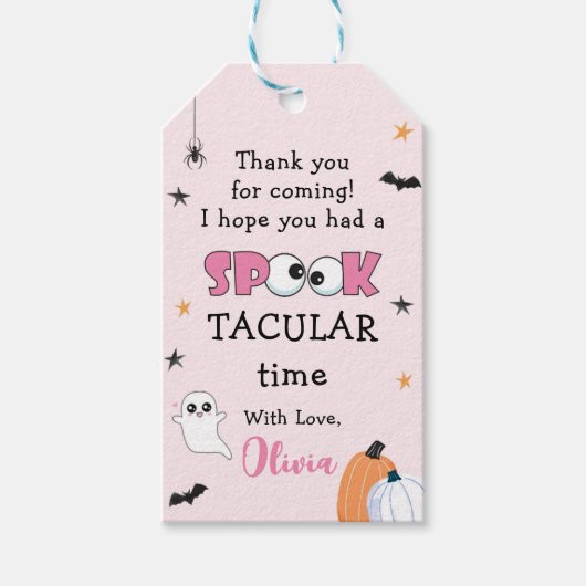 ハロウィーンガール誕生日不気味かわいい幽霊 ギフトタグ (正面)