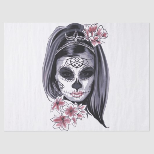 ハロウィーンガール顔メイクアップ花 薄葉紙 (正面)