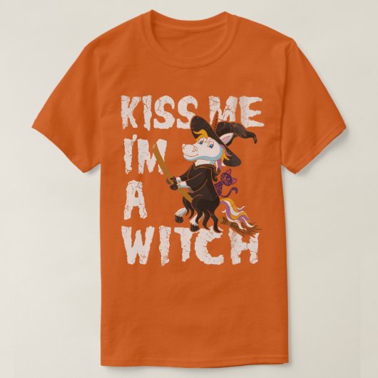 ハロウィーンキス私は魔女ユニコーン可愛おもしろいい Tシャツ (デザイン正面)