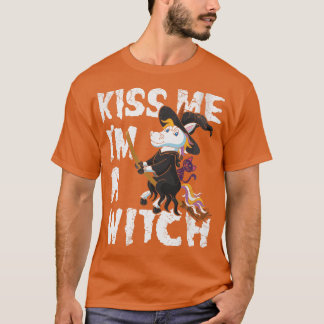 ハロウィーンキス私は魔女ユニコーン可愛おもしろいい Tシャツ