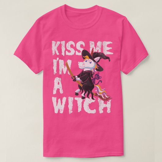 ハロウィーンキス私は魔女ユニコーン可愛おもしろいい Tシャツ (デザイン正面)