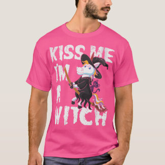ハロウィーンキス私は魔女ユニコーン可愛おもしろいい Tシャツ