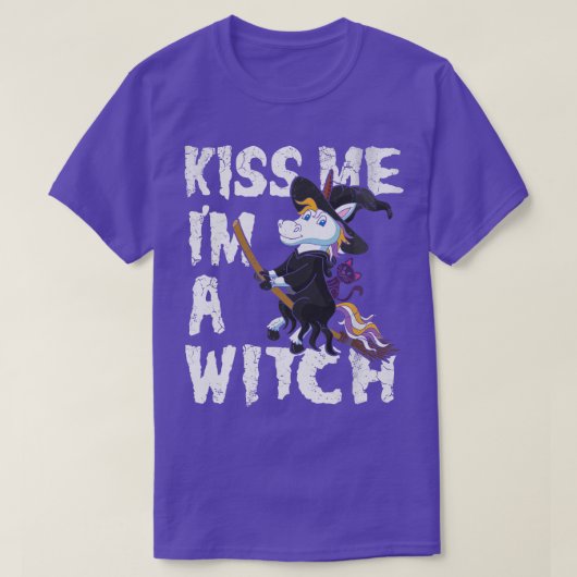 ハロウィーンキス私は魔女ユニコーン可愛おもしろいい Tシャツ (デザイン正面)