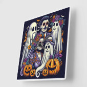 ハロウィーンキッズアドベンチャーカラフル-ヴィンテージデザイン スクエア壁時計 (傾斜)