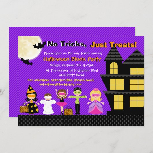 ハロウィーンキッズハロウィーン衣装パーティー招待状 招待状 (正面/裏面)