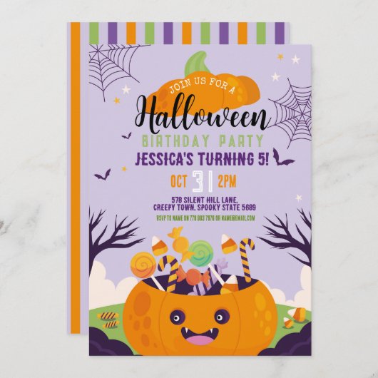 ハロウィーンキッズパーティーパンプキンスウィーティパーティー 招待状 (正面/裏面)